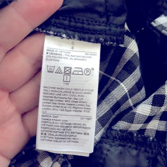 Gap black and white plaid signature skinny ankle pants size 0 - Picture 6 of 6